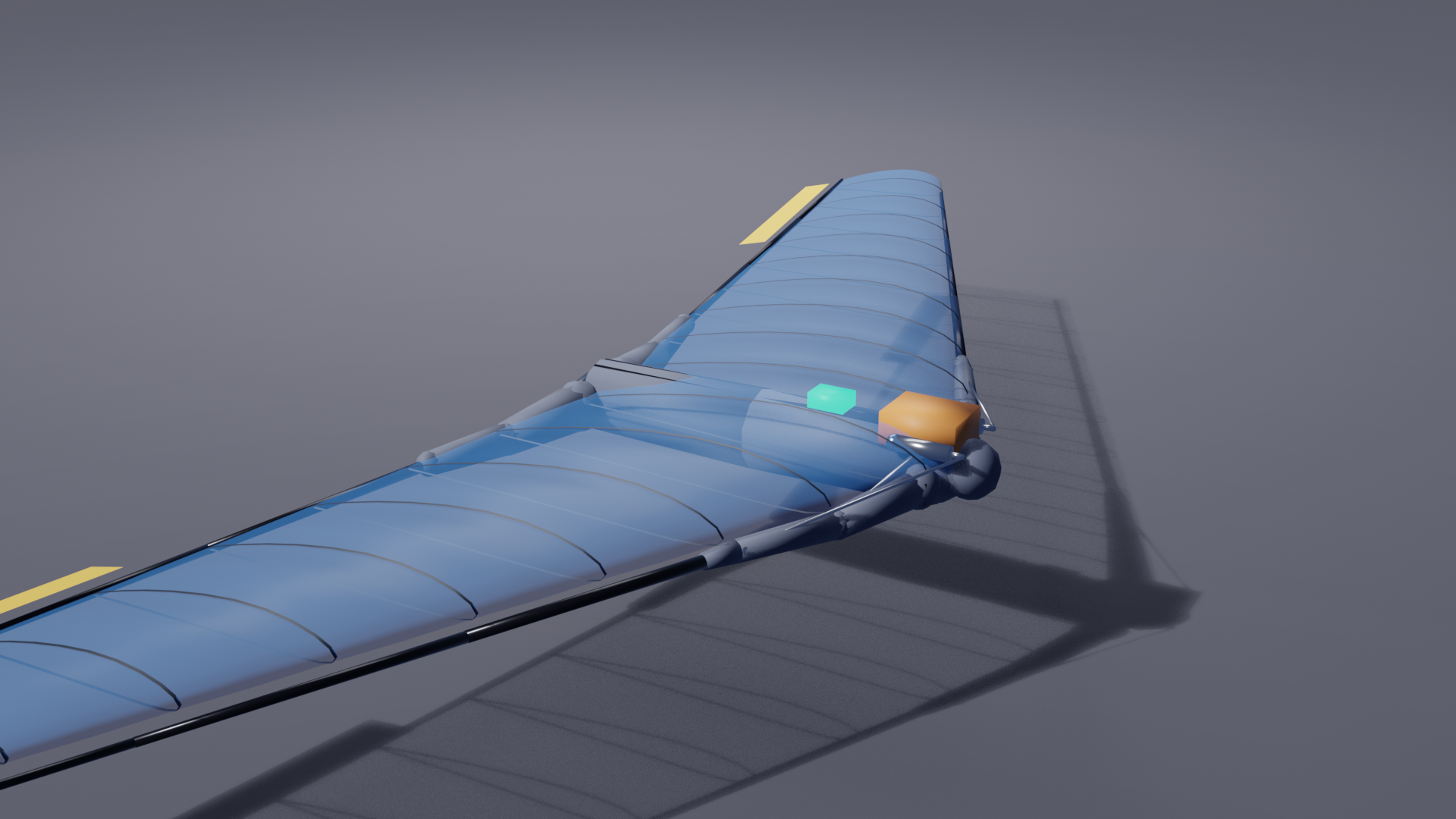 MANTA deployed — arm-braced wing with telescoping tips
